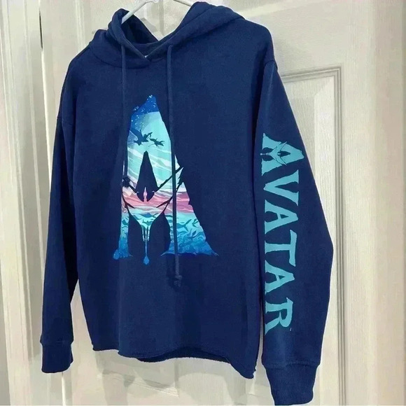 Disney's Avatar The Way of The Water Graphic Blue Sweatshirt Hoodie Women Sz L - Picture 4 of 9